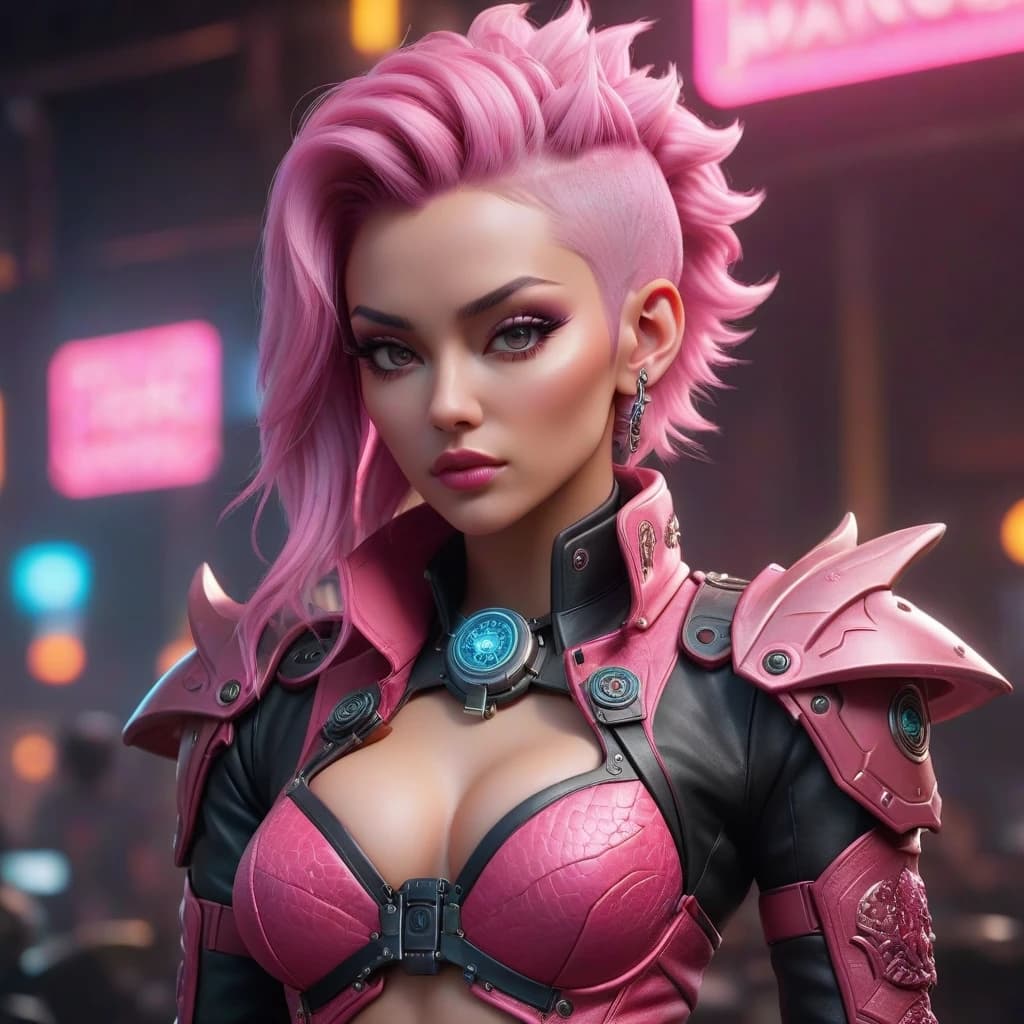 Music rock-band "Pink Dragons" emblem, cyberpunk style
