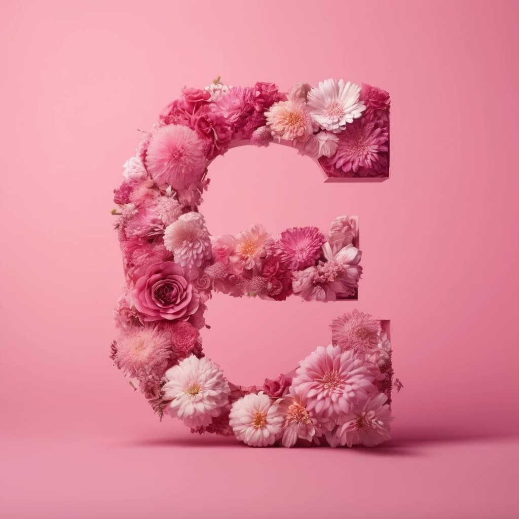 high quality, 8K Ultra HD The letter S with flowers inside pink minimalism pink background