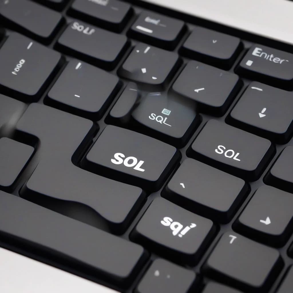 клавиатура mackbook с надписью "SQL" на клавише enter