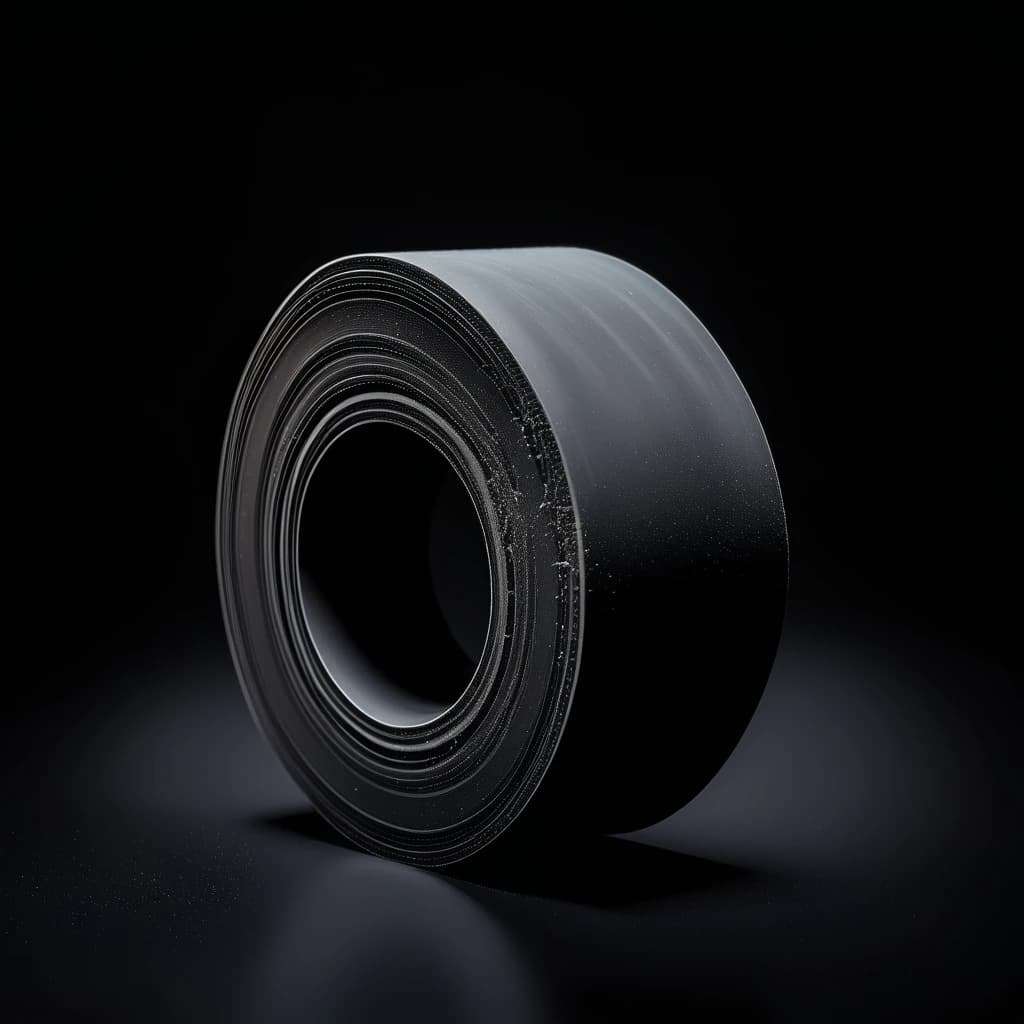 a piece of rubber on a black background