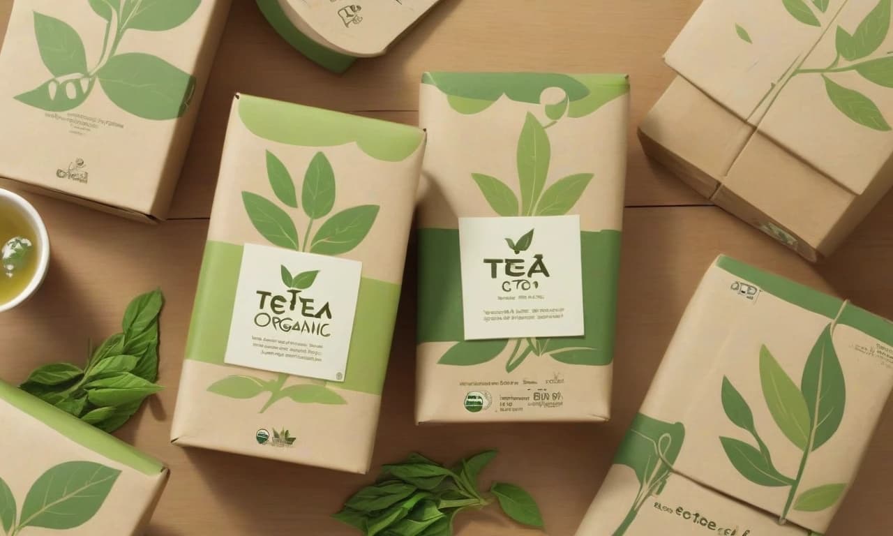 Задание: разработать дизайн упаковки для нового органического чая "EcoTea".

Цель упаковки: привлечь внимание покупателей на полке супермаркета, подчеркнув экологичность и натуральность продукта.
Материалы упаковки: перерабатываемый картон.
Основные элементы: название бренда "EcoTea", изображение чайных листьев, значок "100% органический продукт", логотип "Без ГМО".
Цветовая палитра: натуральные тона, предпочтительно зелёный и бежевый.
Формат: дизайн в PDF с учетом размеров 200х150х50 мм.
Дополнительно: убедитесь, что текст и изображения легко читаются и видны на расстоянии.