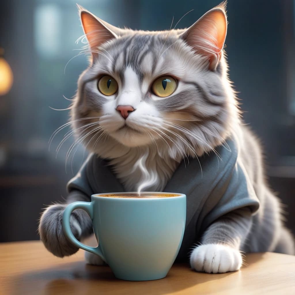 кот гадает на кофейной гуще