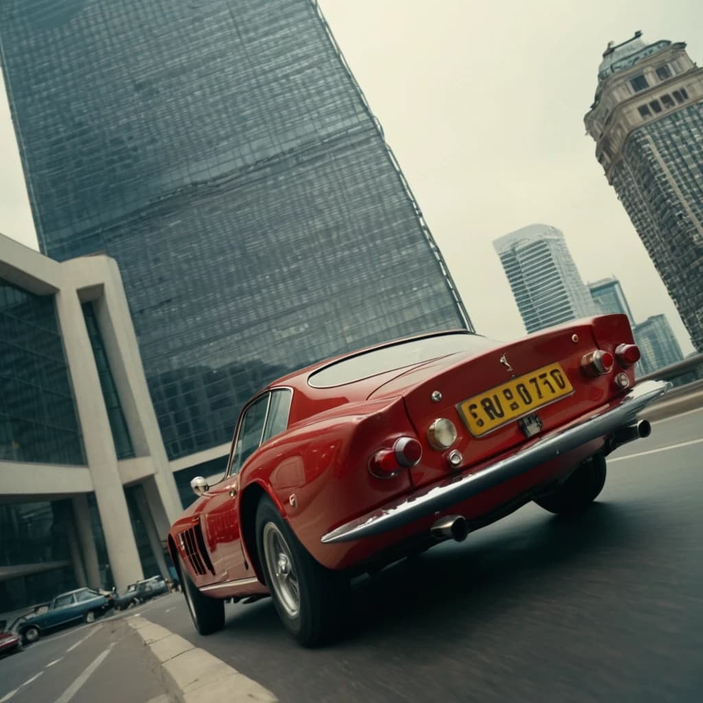 Ferrari 250 GT Lusso falling from skyscraper