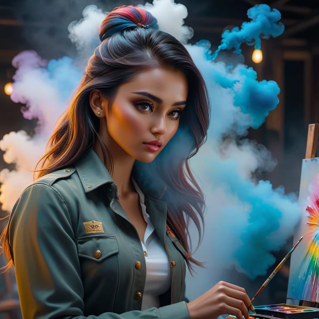 девочка рисует красками свои мечты
