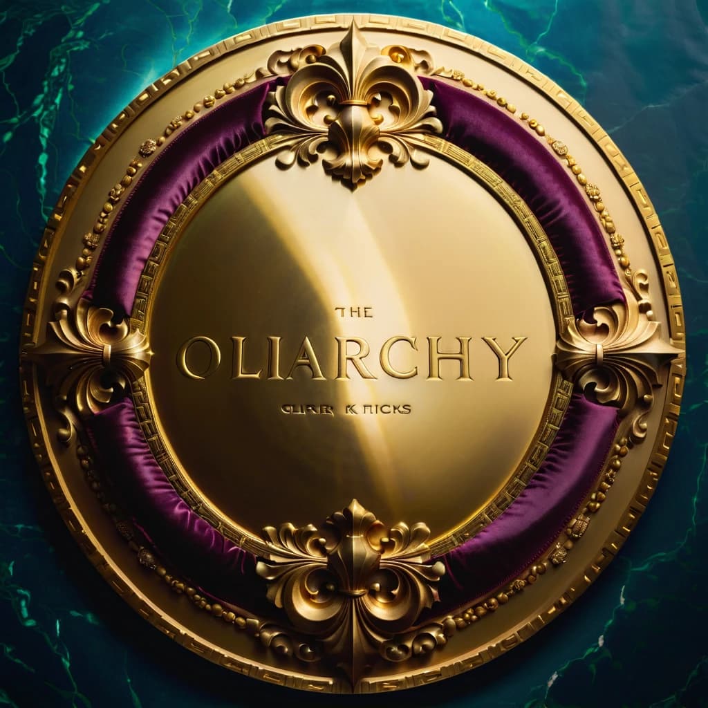 обложка для песни богатая, роскошная, надпись «OLIGARCHY» в центре