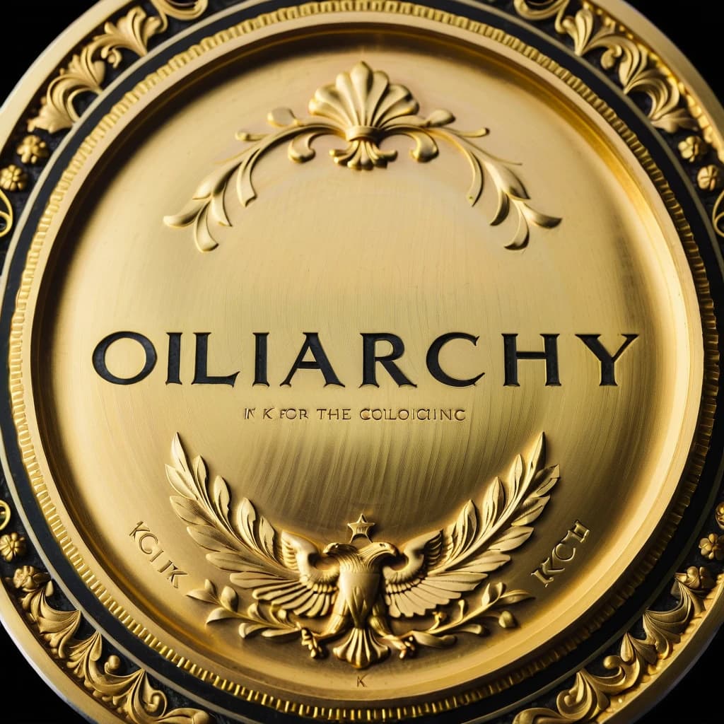 обложка для песни богатая, роскошная, надпись «OLIGARCHY» в центре
