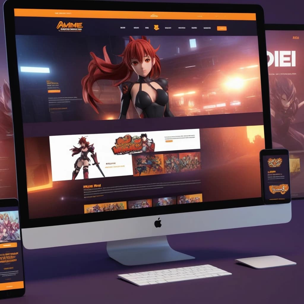 webdesign for high quality anime website. The home page has a full screen