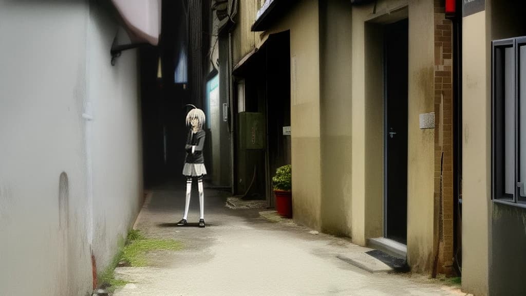 Anime, standing around the corner with a knife