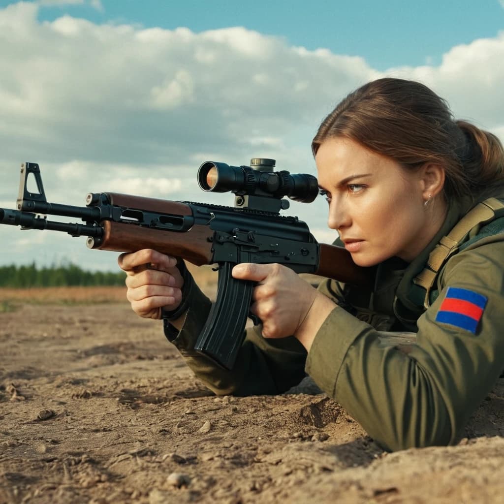 Стрельбы на полигоне лёжа из АК-12 ВС РФ