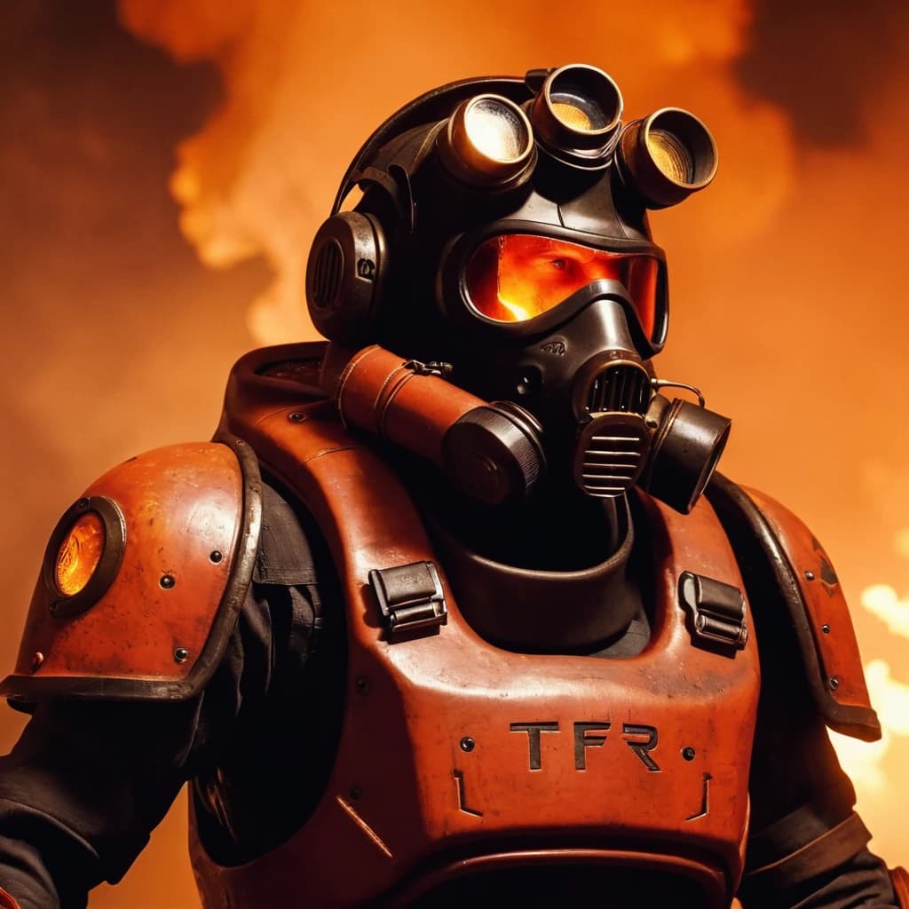 pyro из tf2 в броне doom в полный рост