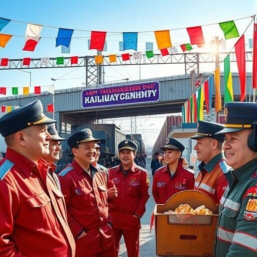 Поздравление ко дню железнодорожника в 2025 г. сотрудников Куйбышевской ДМВ, название дирекции "Куйбышевская ДМВ"