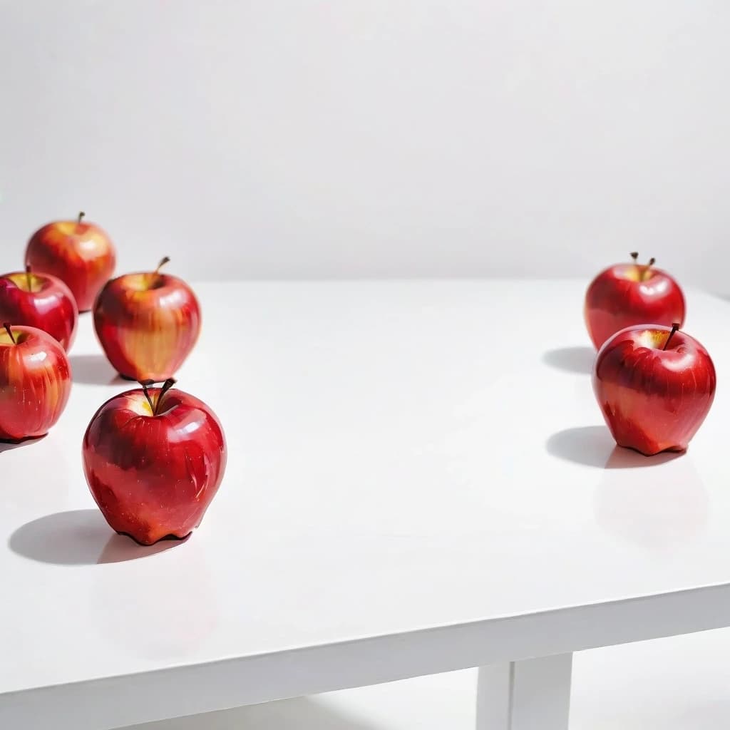a red apple on a white table