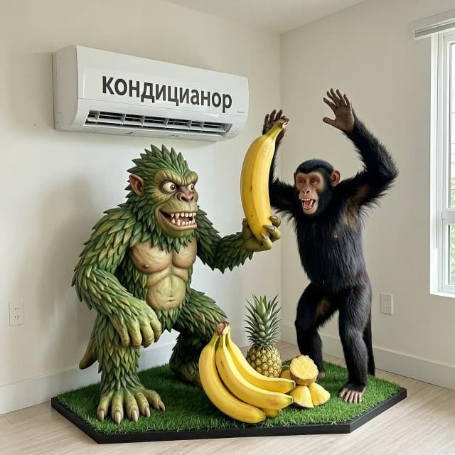 монстр,банан ,ананас,обезьяна,кондицианер