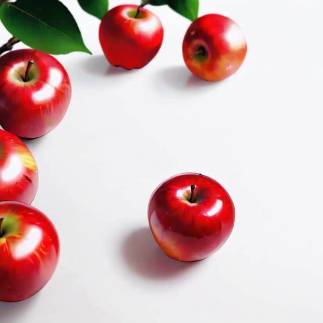 a red apple on a white table