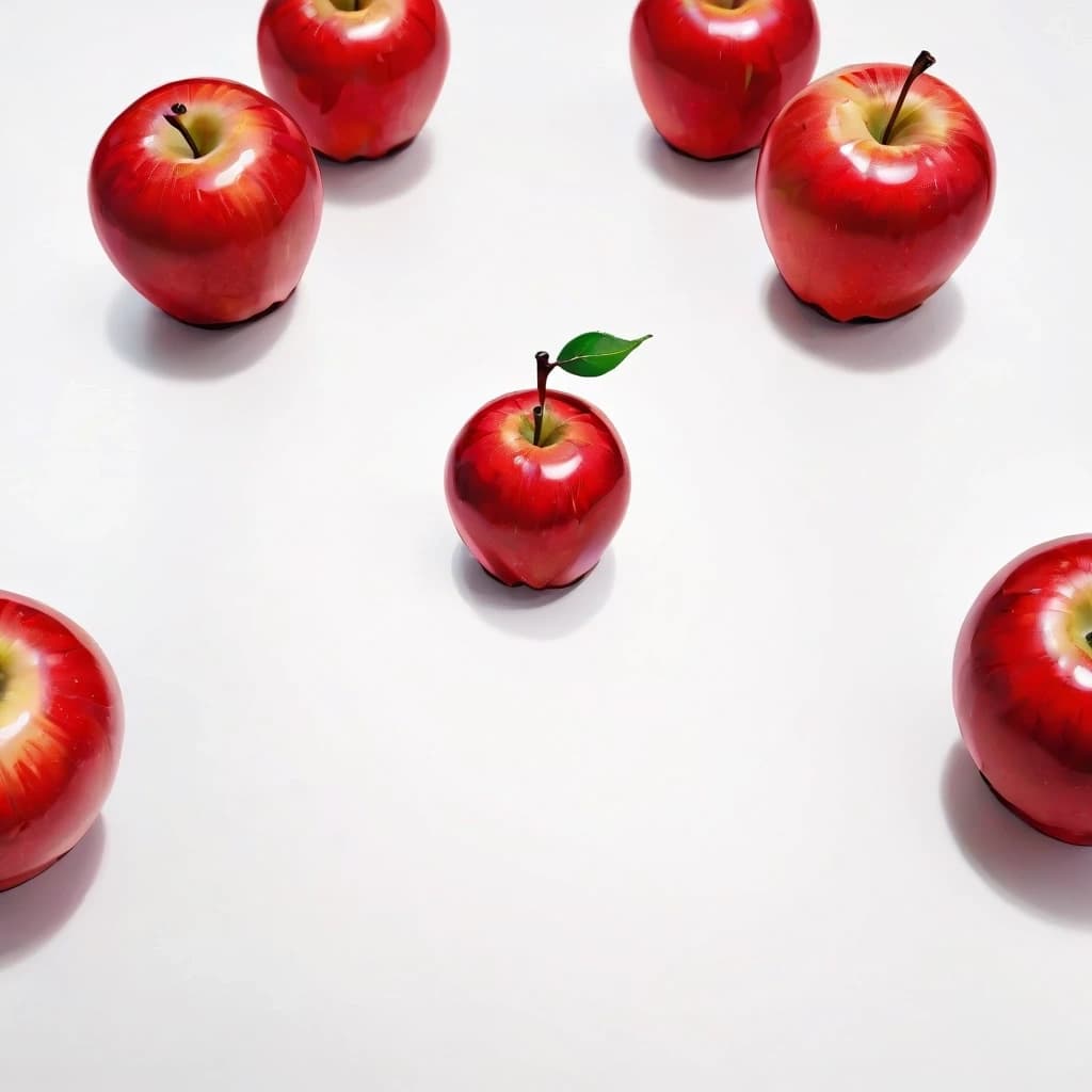 a red apple on a white table