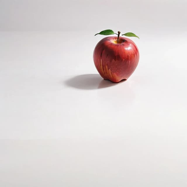 a red apple on a white table