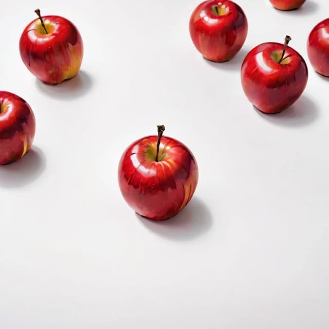 a red apple on a white table