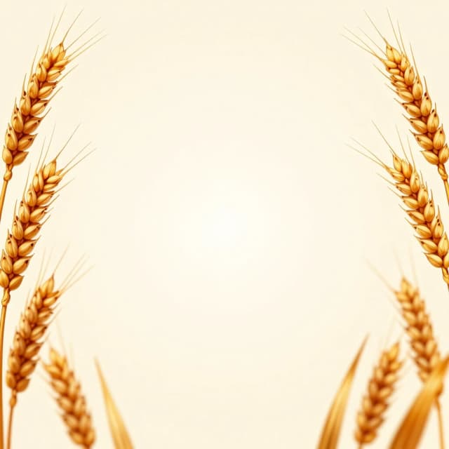 Advertising banner for a fair, light beige or cream background, wheat branches and ears of wheat along the edges, golden-yellow shades, plenty of empty space in the center for text and logo, harmonious composition, professional advertising graphics, high quality, 8k, --ar 16:9