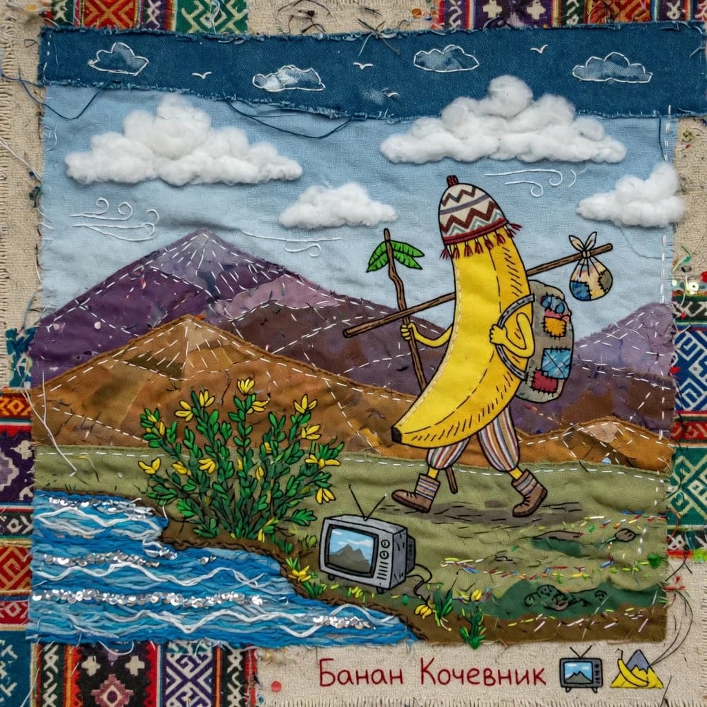 банан кочевник куст ткань телевизор горы вода небо облака