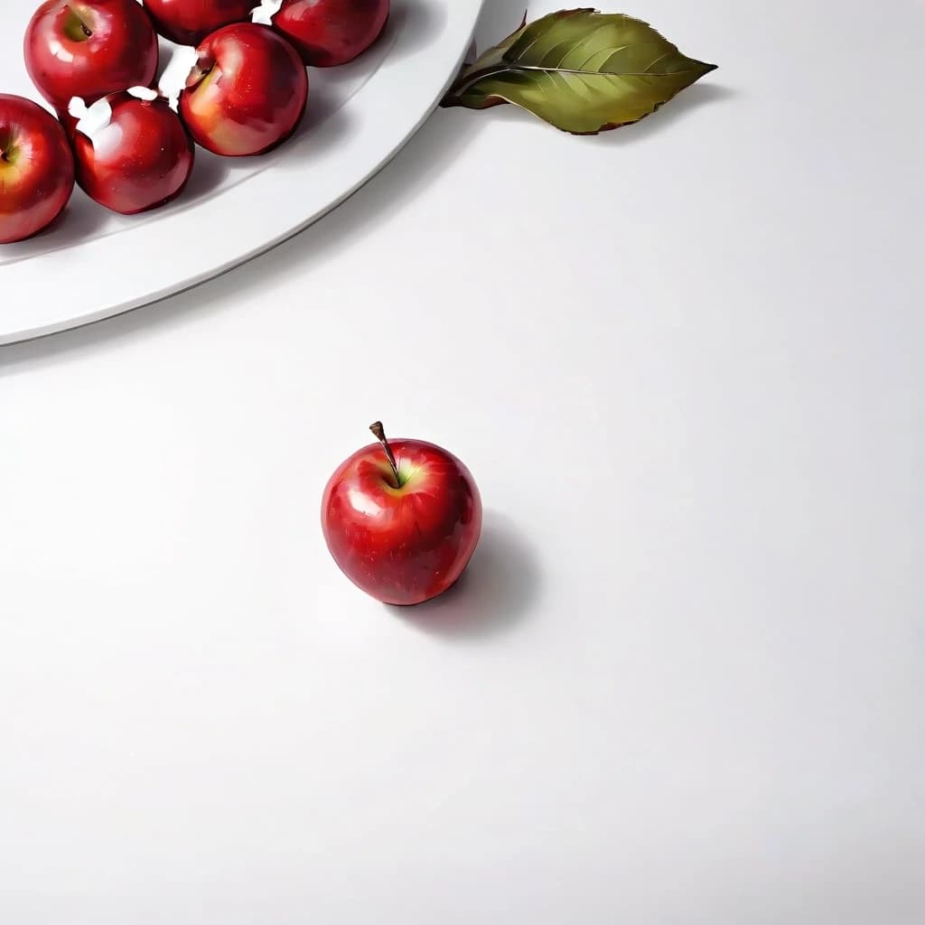 a red apple on a white table