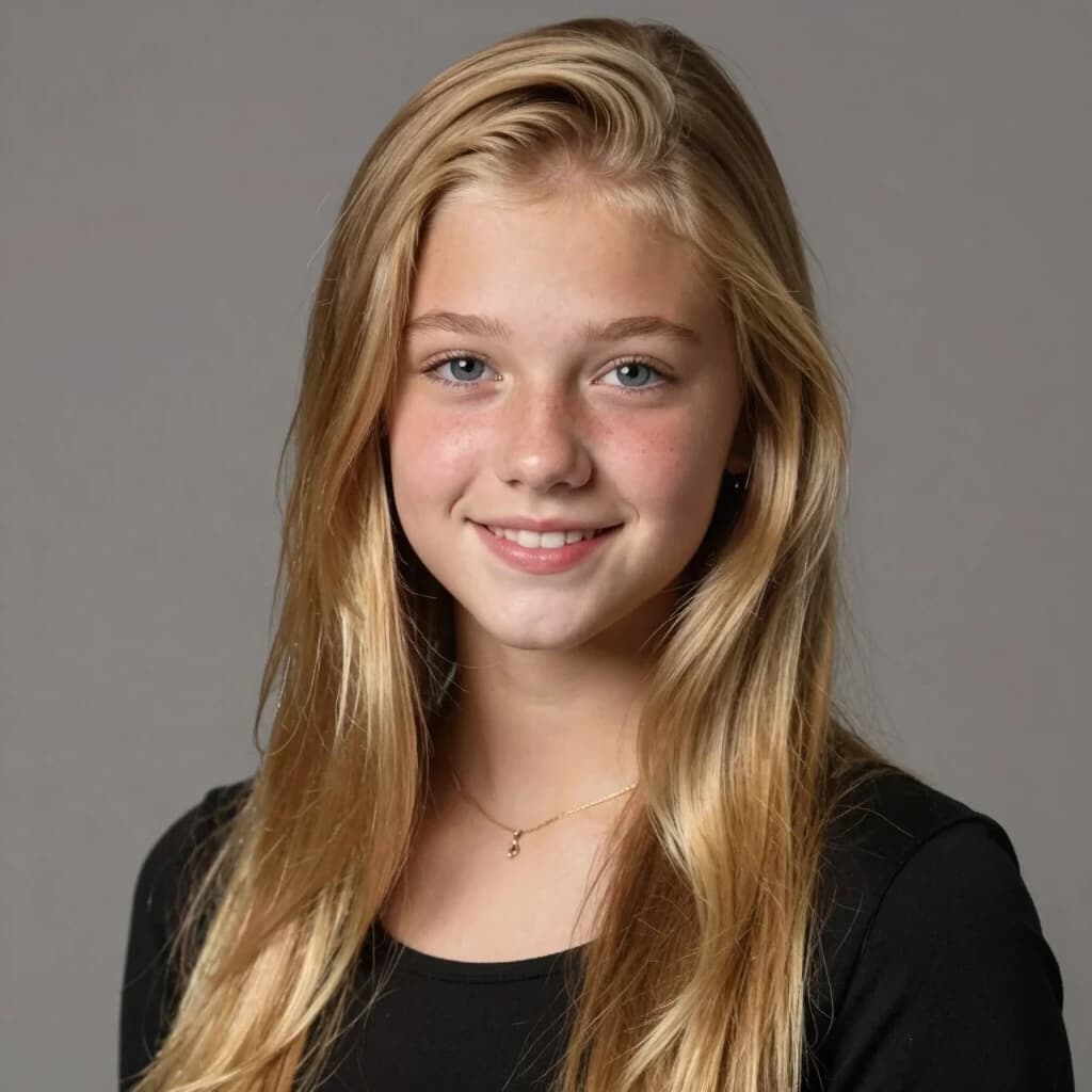 beautiful sixteen-year-old girl with long blonde hair