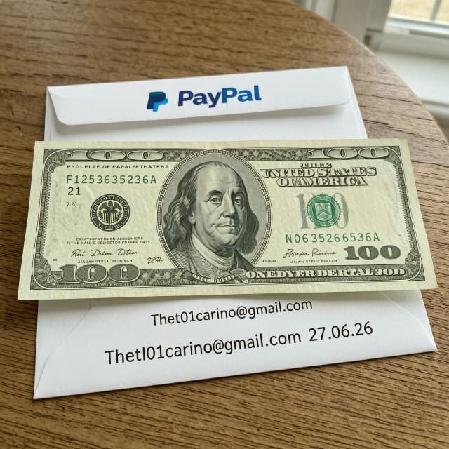 Make a 200$ bill PayPal on the mail The01carino@gmail.com date 27.06.26,
