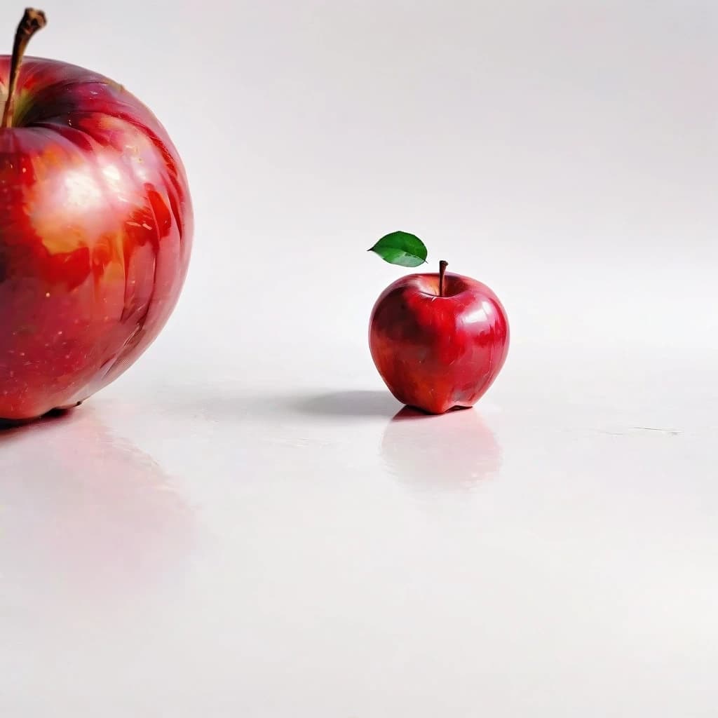 a red apple on a white table