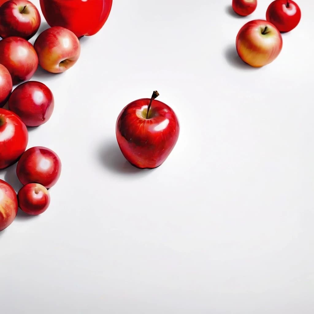 a red apple on a white table