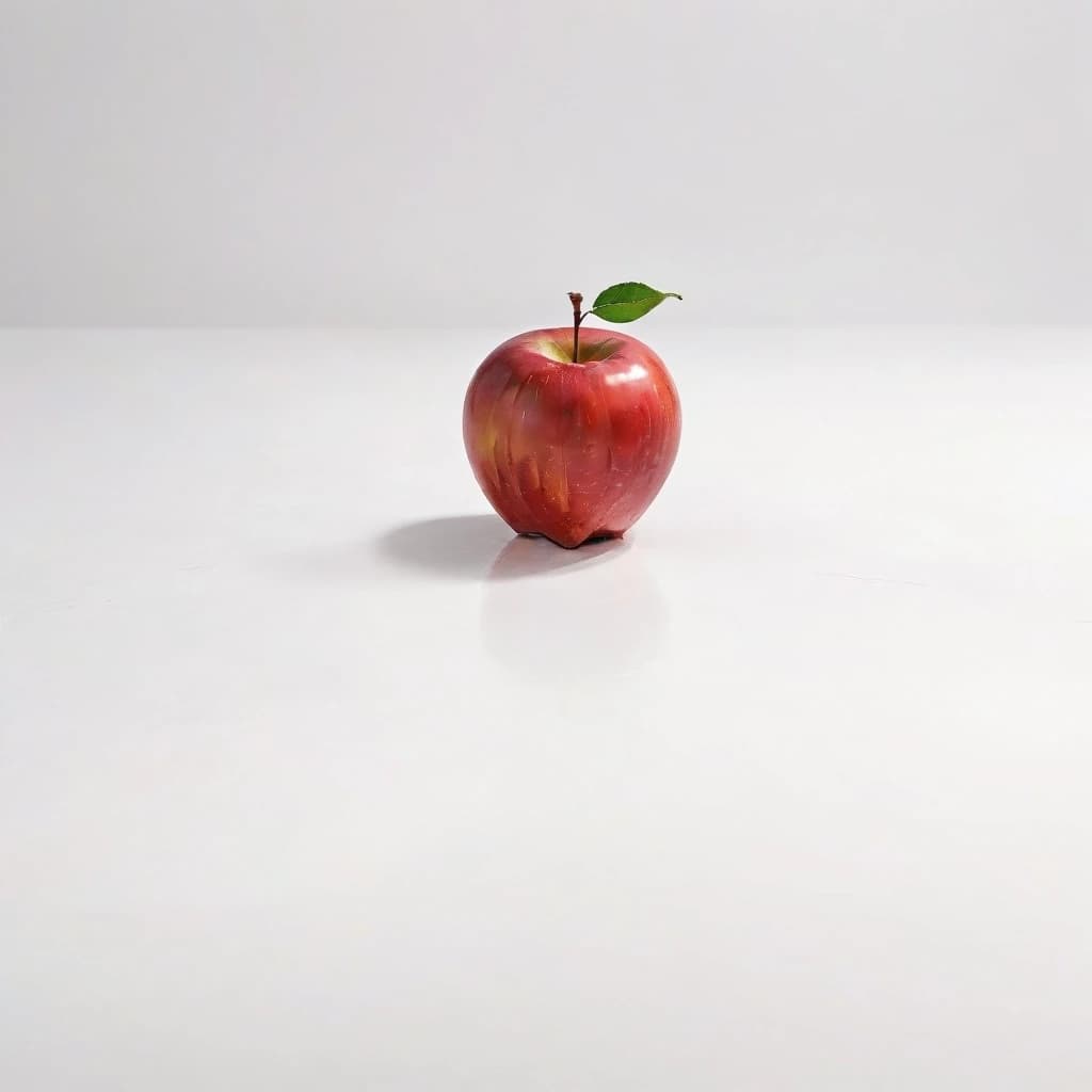 a red apple on a white table