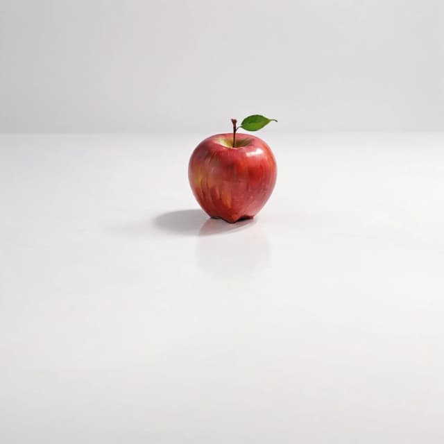 a red apple on a white table