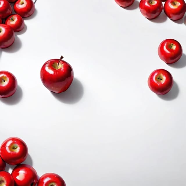 a red apple on a white table