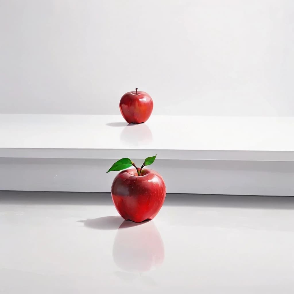 a red apple on a white table