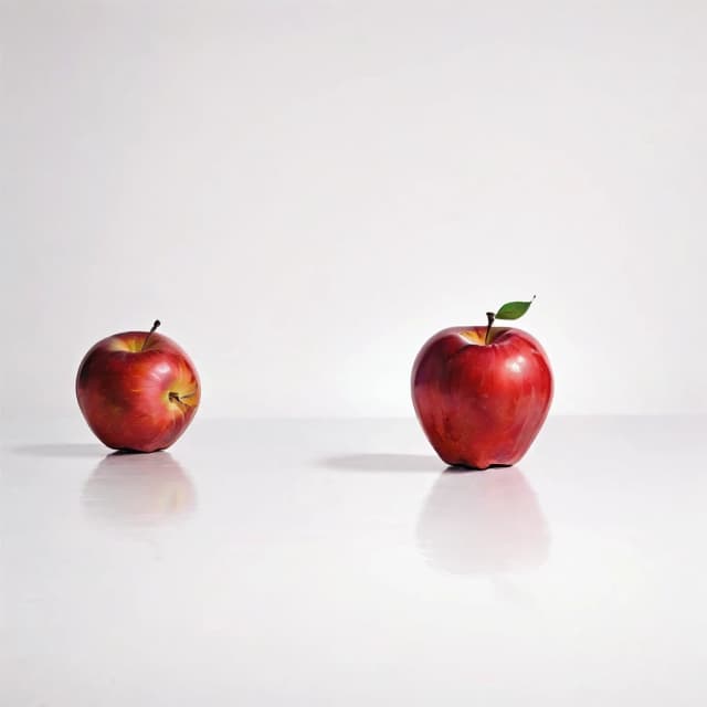 a red apple on a white table