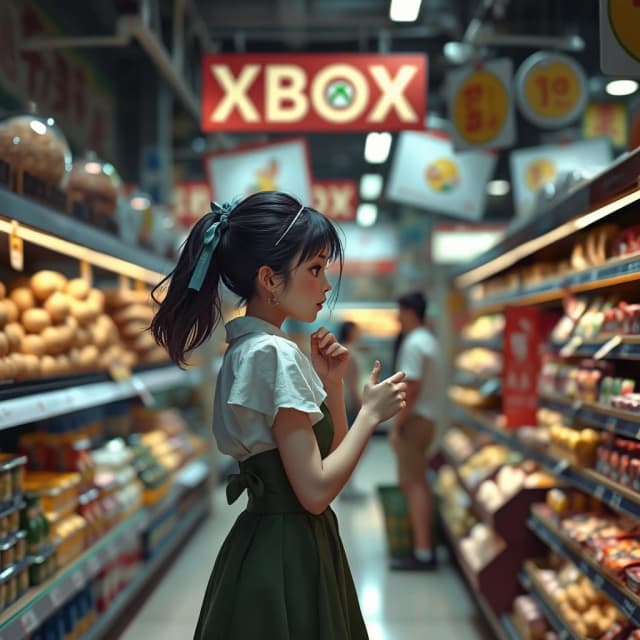 delicate, Elusive supermarket, forged by Xbox, deep focus, Kawaii anime, studio lighting, 50mm, stylized by greg manchess, huang guangjian, greg rutkowski and jesper ejsing, lovable, sharp focus, epic composition, fine artistic composition, sublime, luxury