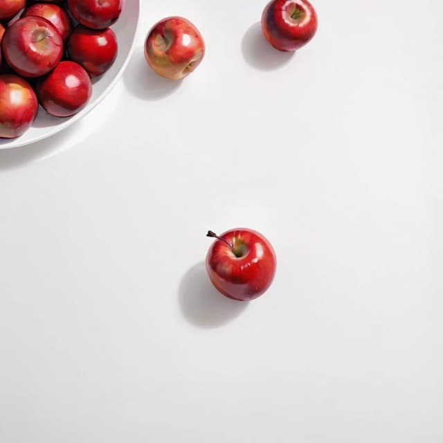 a red apple on a white table