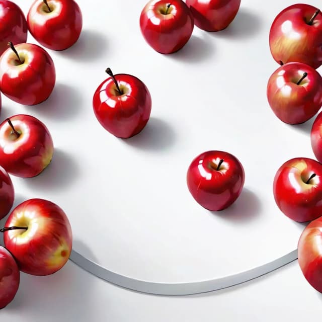 a red apple on a white table