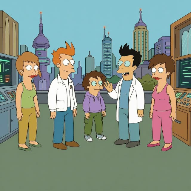 Герои мультфильма futurama вокруг меня