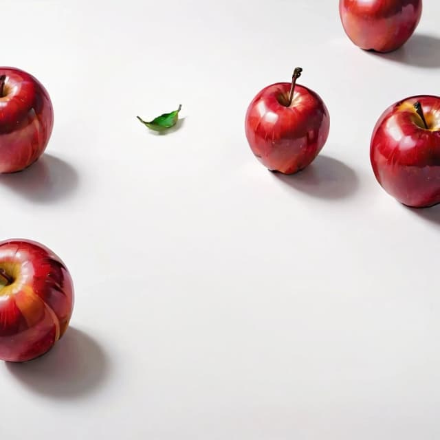 a red apple on a white table