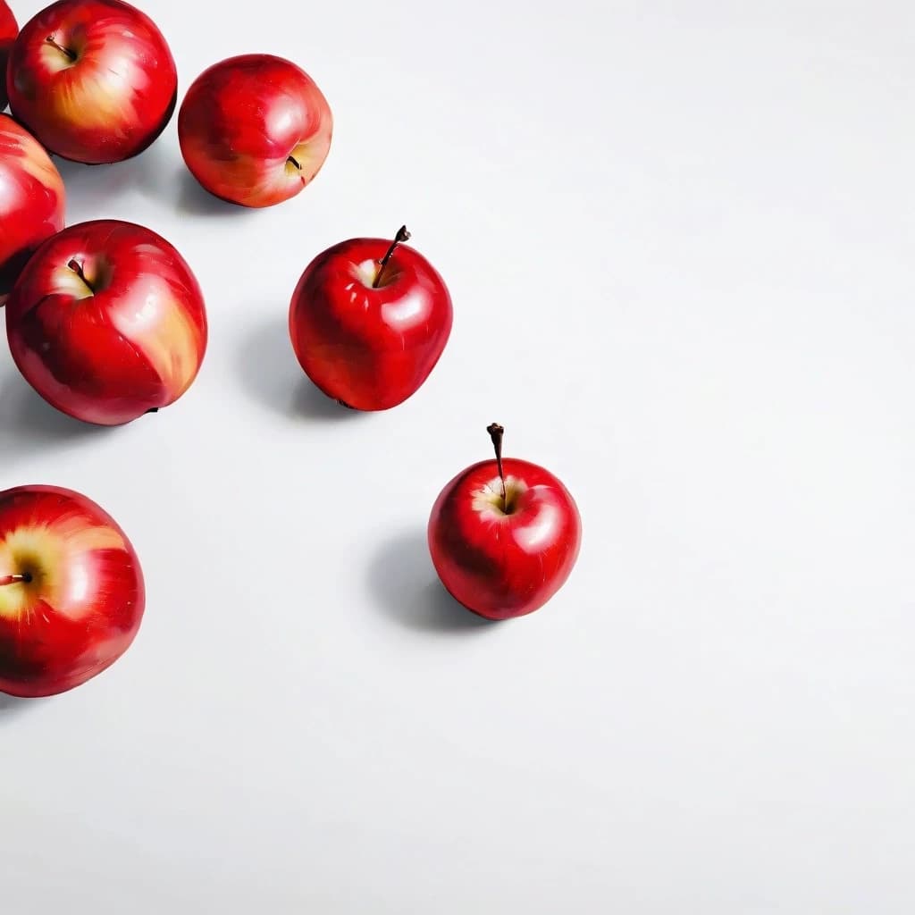 a red apple on a white table
