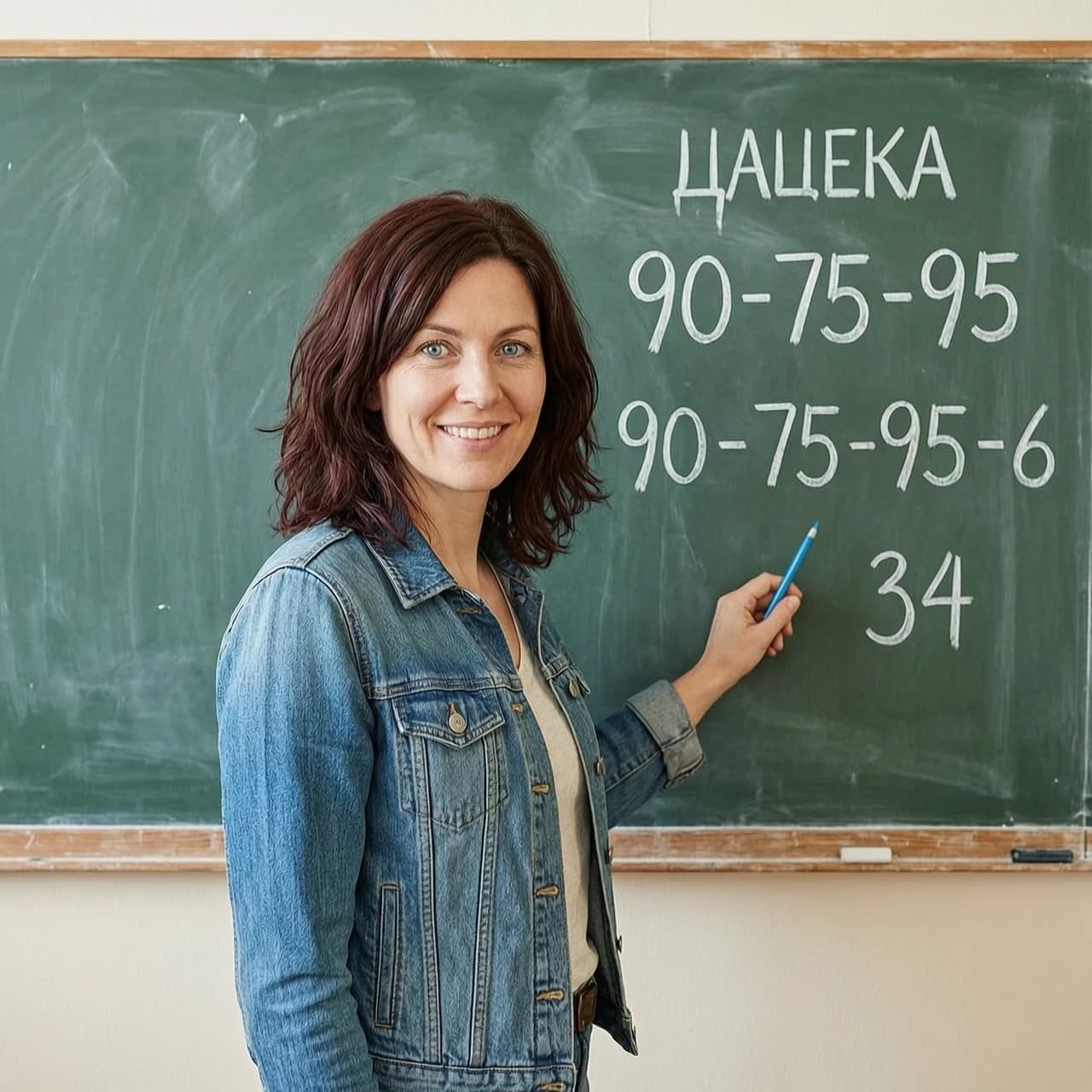 Размеры 90-75-95 шатенка голубые глаза девушка 34 года у школьной доски