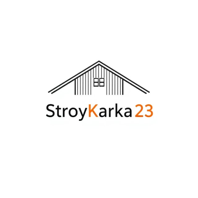 Sleek horizontal architectural logo for a construction company, isolated on a pure white background, aspect ratio 2:1. A stylish combination of a line-art wooden house outline and the text "СтройКаркас23". The icon features thin precise lines with a touch of terracotta orange accent color (#D97D3A). Premium typography, masculine, reliable, construction industry branding, vector illustration, minimalist aesthetic. --ar 2:1