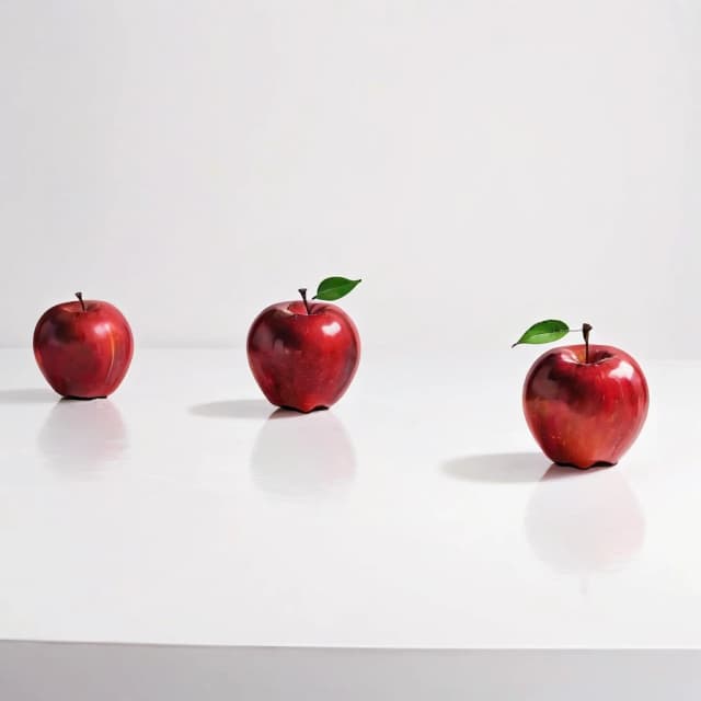 a red apple on a white table