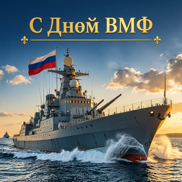 Картинка с поздравлением с днем ВМФ, с надписью "С Днём ВМФ" (других надписей не надо). Фотки должны быть сочными и выглядеть роскошно, дорого, величественно, реалистично,