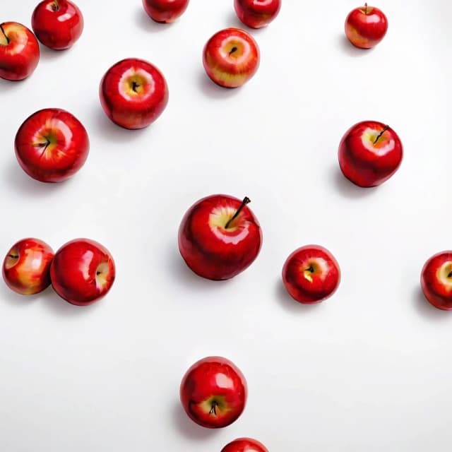 a red apple on a white table