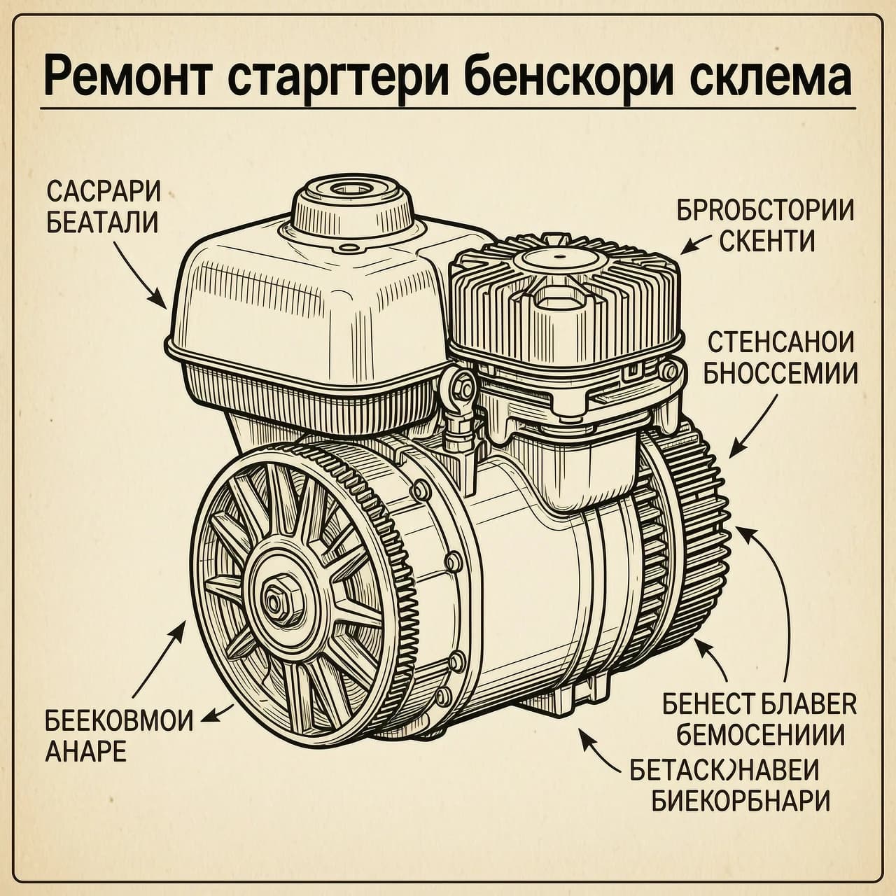 Ремонт стартера бензокосы.схема