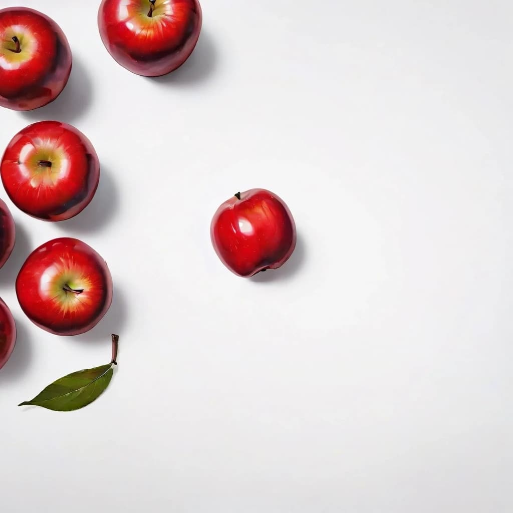 a red apple on a white table