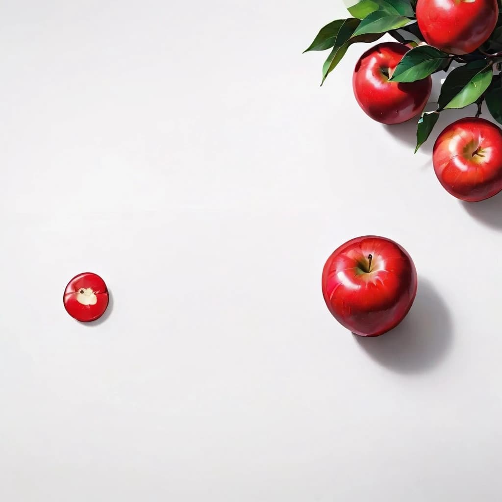 a red apple on a white table