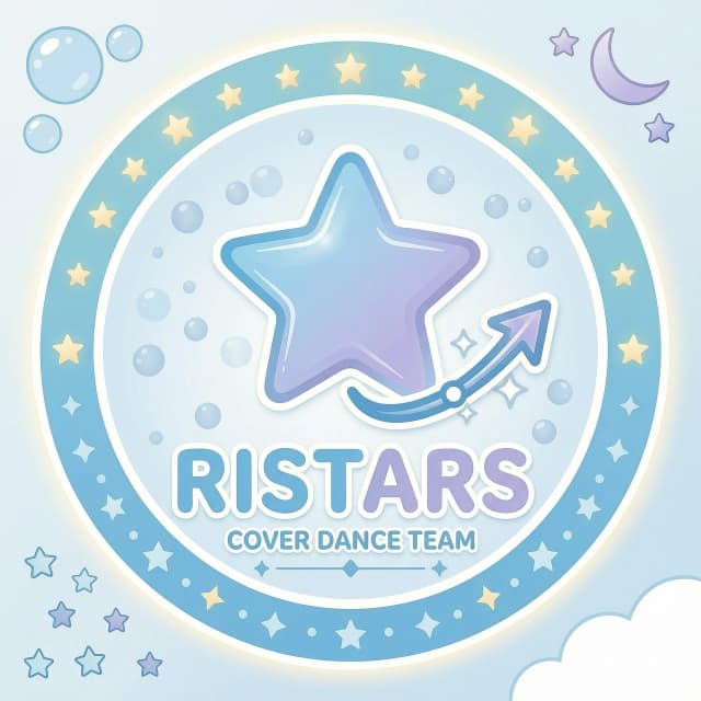 Сделай логотип для кавер-денс команды, название: RISTARS 
Добавь на логотип звезду, а из одного ее окончания должна выходит стрелка, которая символизирует посыл команды - восхождение звезды. Название команды сделай читаемым, работу выполни в белых, голубых, синих, пастельных оттенках. На свое усмотрение можно добавить не только эти цвета, но очень важно соблюдать правильную цветовую гамму.  Не добавляй черный цвет, сделай логотип более мягким и с детский вайбом. Не делай логотип грубым
