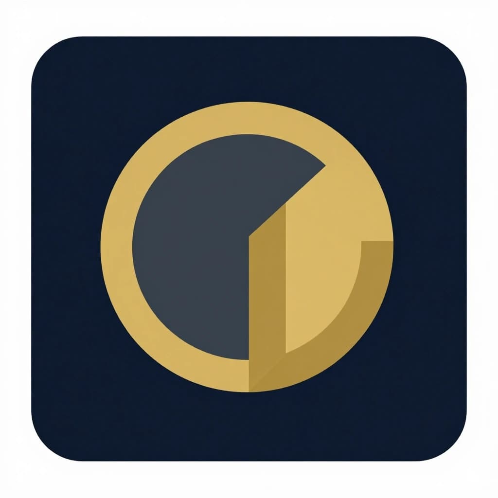 "Generate a square favicon for a business consulting agency "TerraTax". 1:1 aspect ratio. The design is a minimalist, flat vector icon: an abstract geometric shape symbolizing partnership and growth (like interlocking rings or ascending blocks). Only 2 colors: navy gray and gold. Solid background. No photorealistic details, no complex shadows, no text. Extremely bold outlines, high contrast, scalable design suitable for 120x120 pixels. --ar 1:1"