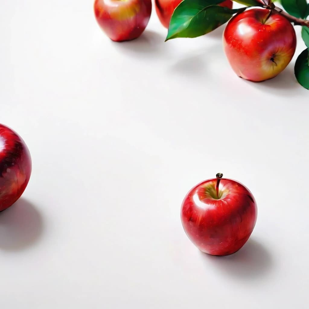 a red apple on a white table